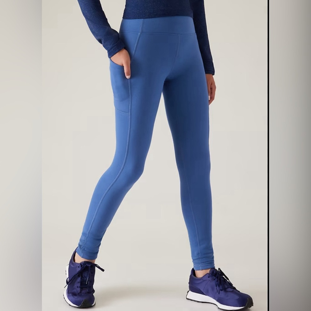 NWT Athleta Girl Polartec Stash Blue Tight Size S/7